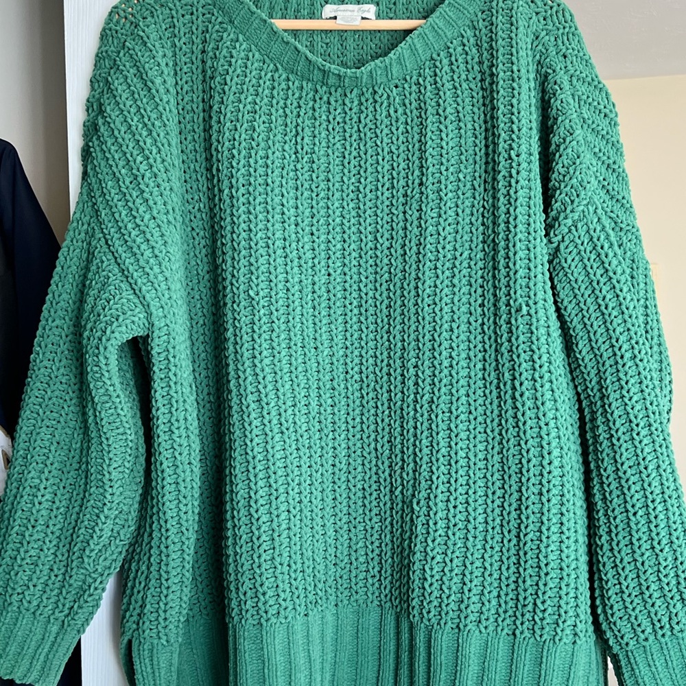 Oversized knit sweaters.  Soft and comfy